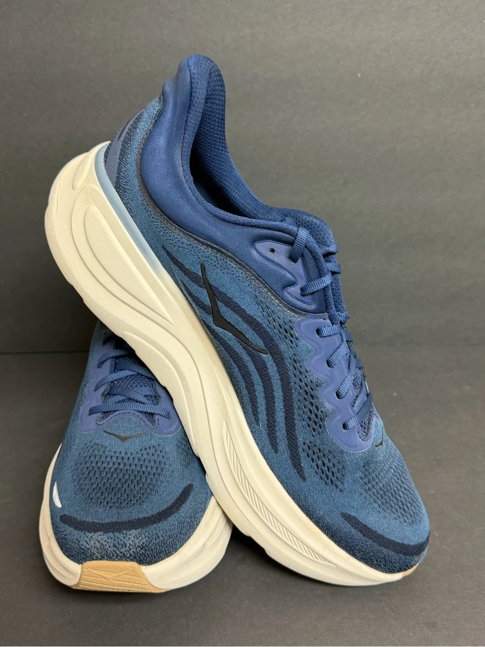 Hoka One One Bondi 9 Mens Size 15 D Blue Athletic Running Shoes BARELY WORN